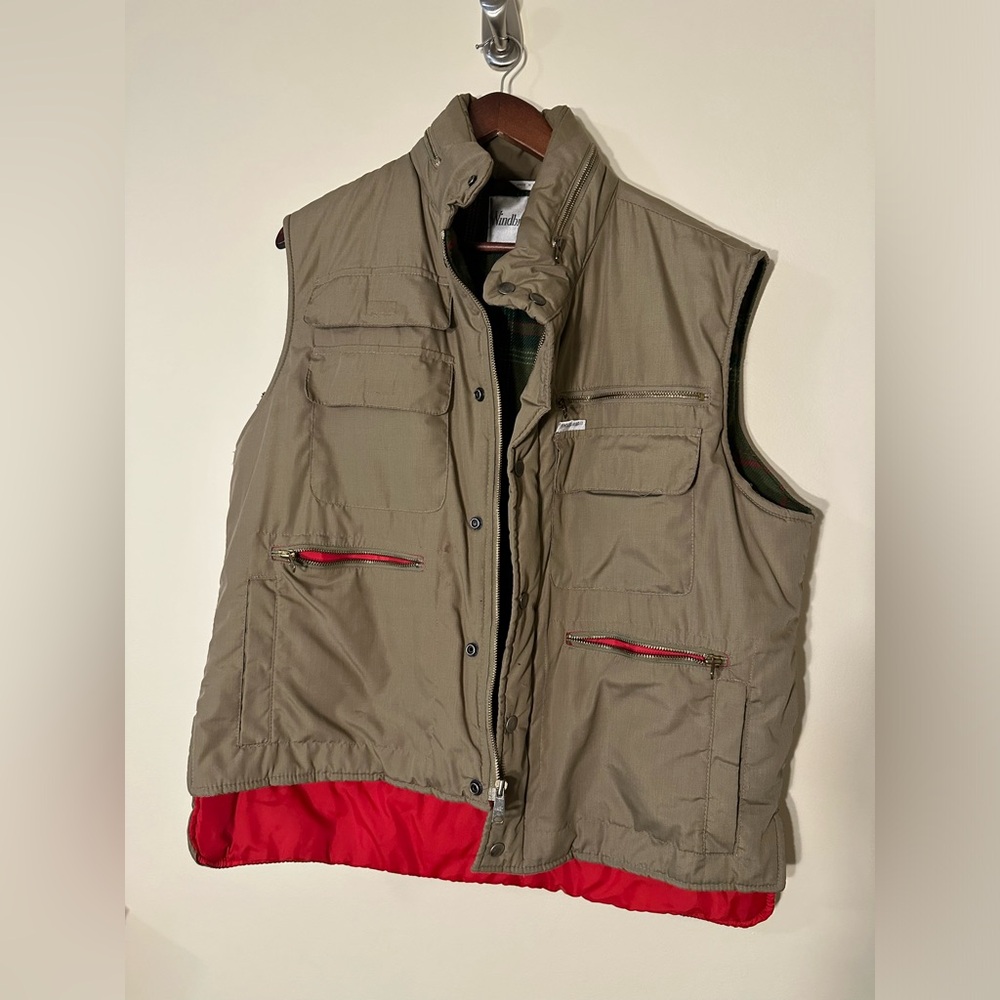 Men's Tan Vest with Red Accents